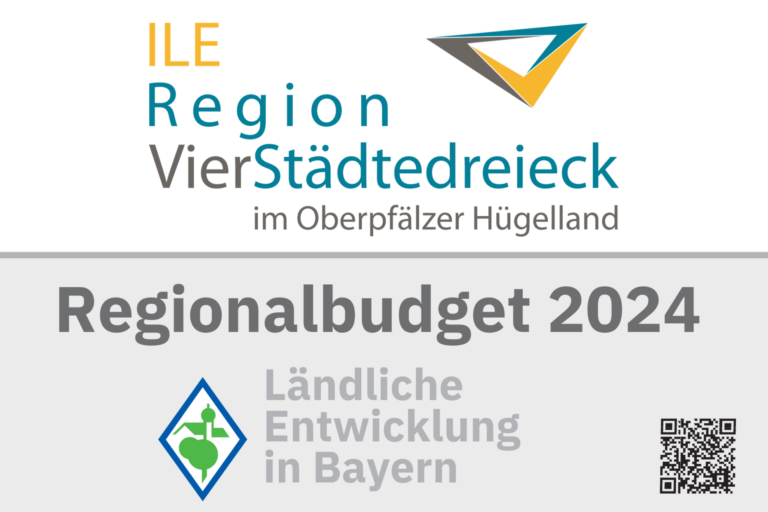 Hinweisschild Regionalbudget 2024 ILE Region VierStädtedreieck
